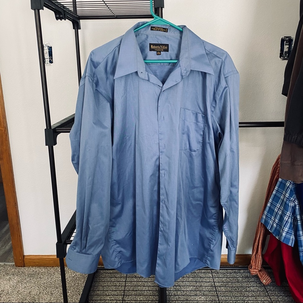 Roberto Villini blue cotton button down dress shirt